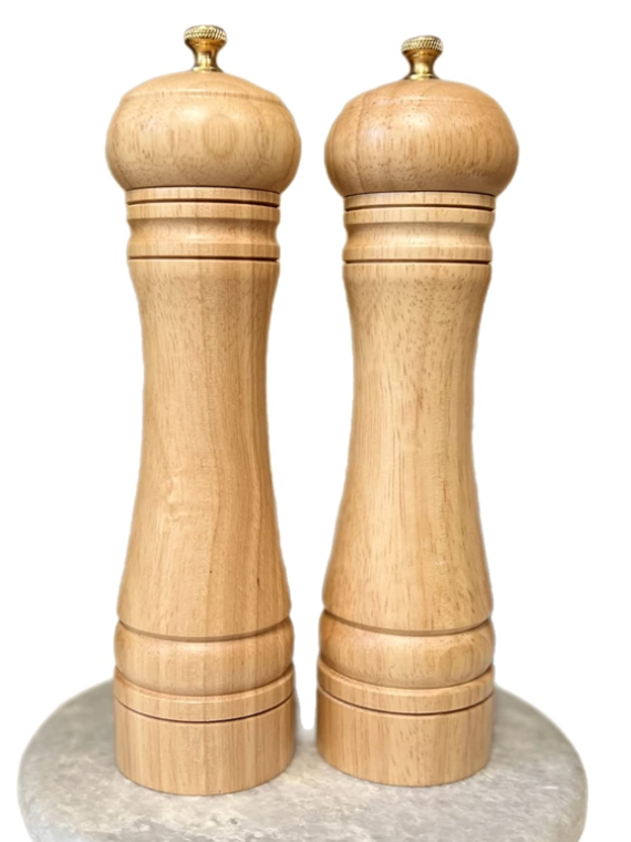 Oak Salt and Pepper Mill Set with Brass knobs