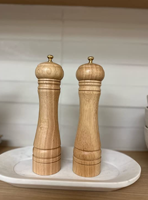 Oak Salt and Pepper Mill Set with Brass knobs